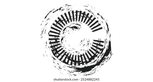 Marcas de la banda de rodadura de los neumáticos, texturas de las ruedas, marcas de neumáticos - carreras de coches, motocross, deriva, rally, off-road y otros. Vector negro textura aislada en estilo grunge con