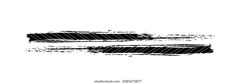 Tire tread marks, wheel textures, tire marks - car racing, motocross, drift, rally, off-road and others. Vector black isolated texture in grunge style with