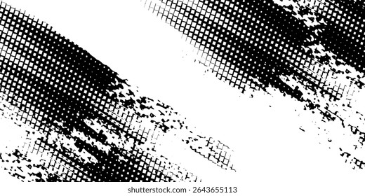 Tire tread marks, wheel textures, tire marks - car racing, motocross, drift, rally, off-road and others. Vector black isolated texture in grunge style