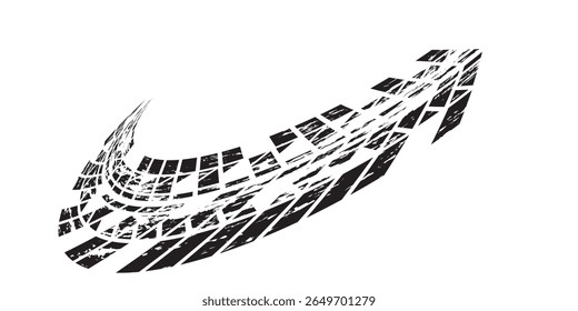 Tire tread marks, wheel textures, tire marks - car racing, motocross, drift, rally, off-road and others. Vector black isolated texture in grunge style with splashes.eps10
