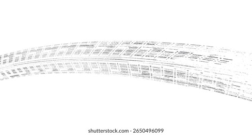 Marcas de la banda de rodadura de los neumáticos, texturas de las ruedas, marcas de neumáticos - carreras de coches, motocross, deriva, rally, off-road y otros. Vector negro textura aislada en estilo grunge con salpicaduras.eps10