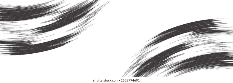 Tire tread marks, wheel textures, tire marks - car racing, motocross, drift, rally, off-road and others. Vector black isolated texture in grunge style with splashes.eps10