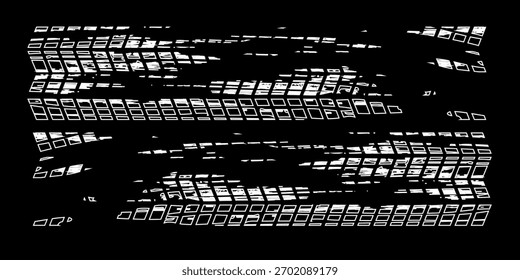 Tire tread marks, wheel textures, tire marks - car racing, motocross, drift, rally, off-road and others. Vector black isolated texture in grunge style with splashes.eps10
