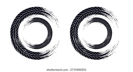 Marcas de piso de pneus, texturas de rodas, marcas de pneus - corridas de automóveis, motocross, deriva, rally, off-road e outros. 