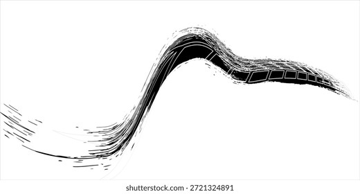 Marcas de la banda de rodadura de los neumáticos, texturas de las ruedas, marcas de neumáticos - carreras de coches, motocross, deriva, rally, off-road y otros. Vector negro textura aislada en estilo grunge con salpicaduras.