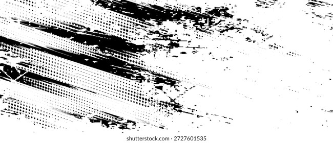Marcas de piso de pneus, texturas de rodas, marcas de pneus - corridas de automóveis, motocross, deriva, rally, off-road e outros. Textura isolada em preto vetorial em estilo grunge com splashes.eps10