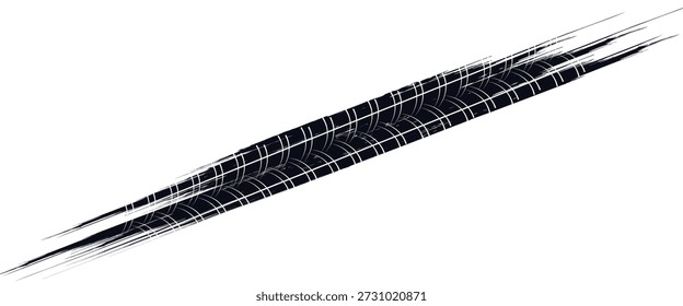 Tire tread marks, wheel textures, tire marks - car racing, motocross, drift, rally, off-road and others. Vector black isolated texture in grunge style eps 10

