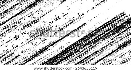 Tire tread marks, wheel textures, tire marks - car racing, motocross, drift, rally, off-road and others. Vector black isolated texture in grunge style