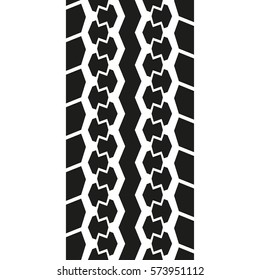 Tire tread or track isolated on white background. Tyre print. Vector illustration.