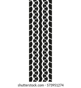 Tire Tread Or Track Isolated On White Background. Tyre Print. Vector Illustration.