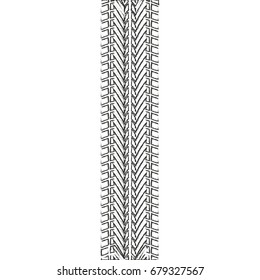 Tire tread or track print isolated on white background. Tyre grunge texture. Vector illustration.