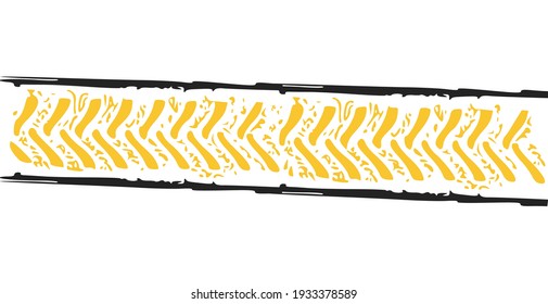 Tire tread tracks. Car, motorcycle and bicycle mark prints bike wheel on traces on white background vector illustration.