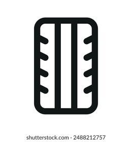 Tire tread UI icon, car tyre minimal line vector symbol