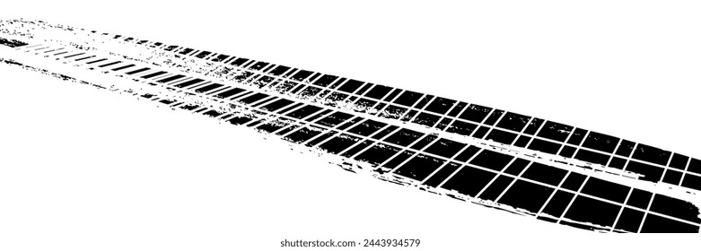 Fondo de neumático treker para rally, drift, motocross, offroad y otros deportes de automoción y moto. Las marcas de los neumáticos son negras sobre un fondo blanco. Vector	

