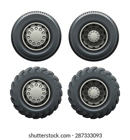 Tire for truck side view. Vector isolated illustration. Easy to recolor