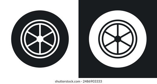 Conjunto de iconos de Vector de neumáticos en color blanco y negro sólido