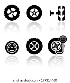 Tire vector icons set 