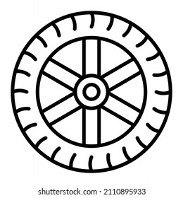 Tire Vector Outline Icon Isolated On White Background
