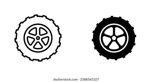Tire vectors icons set in filled and strokes on white background