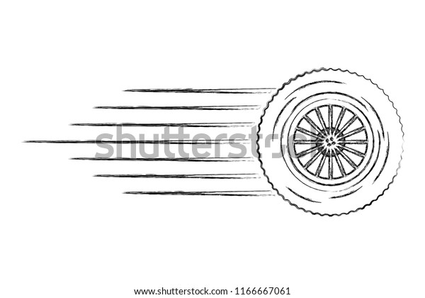 tire wheel car with speed\
lines