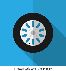 Tire and Wheel flat vector design