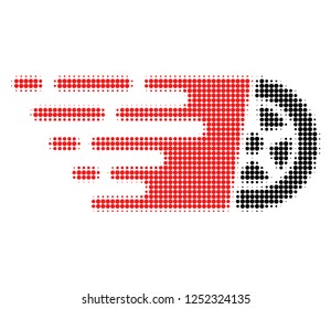 Tire wheel halftone dotted icon with fast speed effect. Vector illustration of tire wheel designed for modern abstract with symbols of speed, rush, progress, energy.