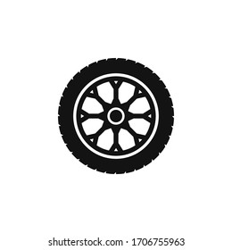 Diseño vectorial plano de icono de neumático y rueda