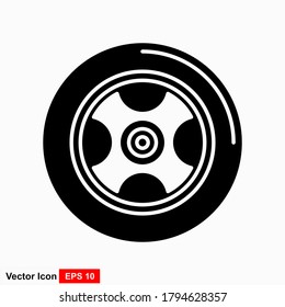 Diseño vectorial plano de icono de neumático y rueda