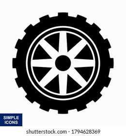 Tire and wheel icon flat vector design