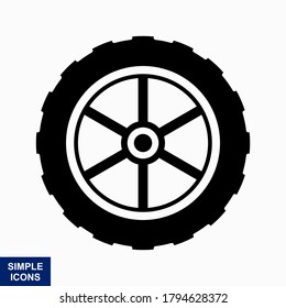 Tire and wheel icon flat vector design