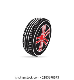 Tire and wheel icon flat vector design
