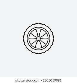 Tire and wheel icon vector illustration. Editable stroke.