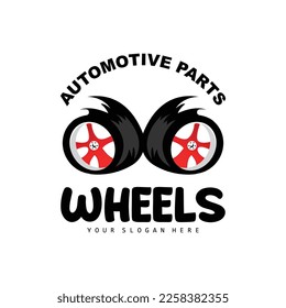 Tire Wheel Logo, Automotive Parts Vector, Maintenance Workshop Design, Garage, Automotive, Vehicle, Modern Simple Wheel Icon