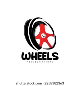 Tire Wheel Logo, Automotive Parts Vector, Maintenance Workshop Design, Garage, Automotive, Vehicle, Modern Simple Wheel Icon