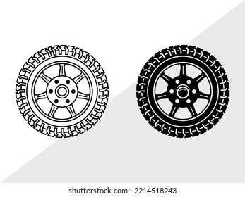 Tire With Wheel SVG Printable Vector Illustration