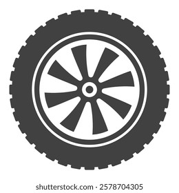 Tire and wheel vector icon - Car rim vector concept minimal sign