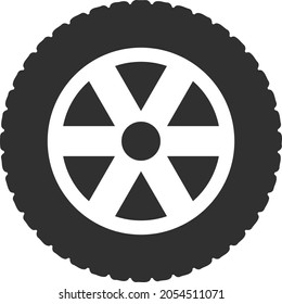 Tire wheel vector illustration. Flat illustration iconic design of tire wheel, isolated on a white background.