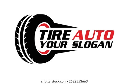 tire and wheels logo, automotive logo design vector template illustration