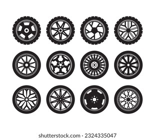 Tire and Wheels Vector Collection Set