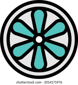 tire with white background. tire is a symbol of artificial intelligence.colour line icon.