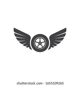 tire wings  icon logo illustration vector template design