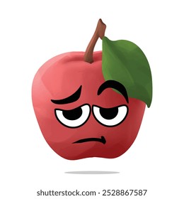 tired apple mascot character. cute, funny, and playful concept. nature, fruit, health, nutrition, cultivation, and education themes