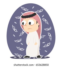 tired arabian businessman dont care about money