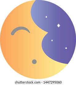 Tired Asleep Moon Vector Illustration Sky and Stars