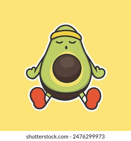 Vinilo de Aguacate Cansado Vector lindo ilustración