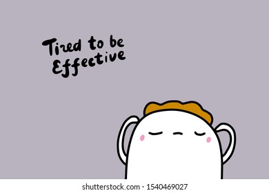 Tired to be effective hand drawn vector illustration in cartoon comic style man with closed eyes