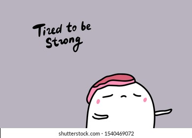 Tired to be strong hand drawn vector illustration in cartoon comic style man lost