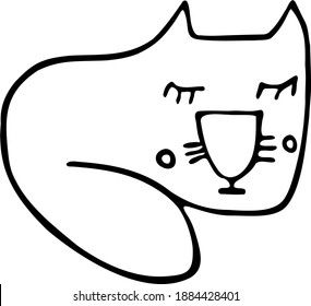 Tired big-nosed cartoon cat is sleeping. 
Cute vector image for babies and little kids.