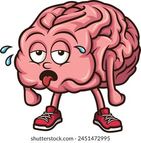 Tired brain character vector illustration