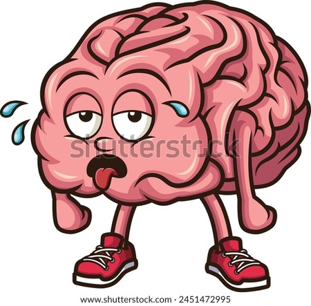 Tired brain character vector illustration